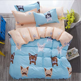Cute cartoon lattice star cloud Creativity British style 4pcs/3pcs Duvet Cover Sets Soft Polyester Bed Linen Flat Bed Sheet