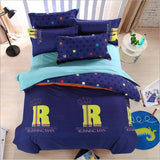 Cute cartoon lattice star cloud Creativity British style 4pcs/3pcs Duvet Cover Sets Soft Polyester Bed Linen Flat Bed Sheet
