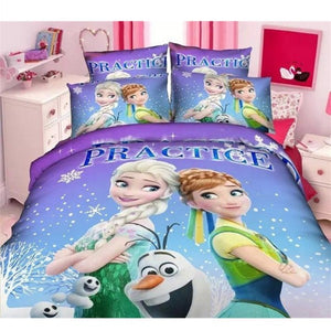Disney Frozen Princess Practice Girls McQueen Car Moana Bedding Set Children's Boy's Girls Duvet Cover Set Bedroom Decor Twin