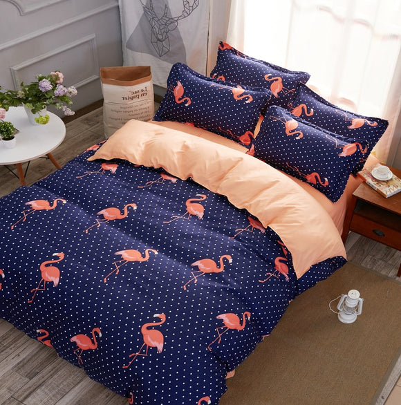 MECEROCK European and American Popular Flamingo Pattern Bedding Set Fashion Bed Sheet Duvet Cover Sets Double Queen Bed Linens