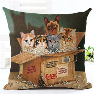 Fashion Cute Book Cat Party Cushion Cover Throw Pillowcase Home Decorative Sofa Linen  Square Printing Cojines Cushion  Case