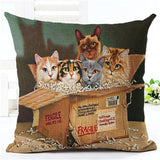 Fashion Cute Book Cat Party Cushion Cover Throw Pillowcase Home Decorative Sofa Linen  Square Printing Cojines Cushion  Case