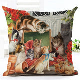 Fashion Cute Book Cat Party Cushion Cover Throw Pillowcase Home Decorative Sofa Linen  Square Printing Cojines Cushion  Case