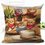 Fashion Cute Book Cat Party Cushion Cover Throw Pillowcase Home Decorative Sofa Linen  Square Printing Cojines Cushion  Case