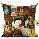 Fashion Cute Book Cat Party Cushion Cover Throw Pillowcase Home Decorative Sofa Linen  Square Printing Cojines Cushion  Case