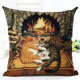 Fashion Cute Book Cat Party Cushion Cover Throw Pillowcase Home Decorative Sofa Linen  Square Printing Cojines Cushion  Case