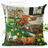 Fashion Cute Book Cat Party Cushion Cover Throw Pillowcase Home Decorative Sofa Linen  Square Printing Cojines Cushion  Case