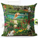 Fashion Cute Book Cat Party Cushion Cover Throw Pillowcase Home Decorative Sofa Linen  Square Printing Cojines Cushion  Case