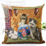 Fashion Cute Book Cat Party Cushion Cover Throw Pillowcase Home Decorative Sofa Linen  Square Printing Cojines Cushion  Case