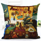 Fashion Cute Book Cat Party Cushion Cover Throw Pillowcase Home Decorative Sofa Linen  Square Printing Cojines Cushion  Case