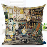 Fashion Cute Book Cat Party Cushion Cover Throw Pillowcase Home Decorative Sofa Linen  Square Printing Cojines Cushion  Case