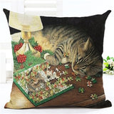 Fashion Cute Book Cat Party Cushion Cover Throw Pillowcase Home Decorative Sofa Linen  Square Printing Cojines Cushion  Case