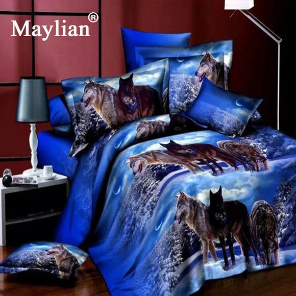 Quality Sale Rushed Duvet Cover 3d Bedclothes Wolf Leopard Tiger Panda Flower 4pcs Bedding Sets Or Reactive Print BE1073