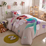 Disney Little Mermaid Ariel Bedding Sets Girl's Children's Bedroom Decor 100% Cotton Bedsheet Duvet Cover Set 3/4pcs no Filler
