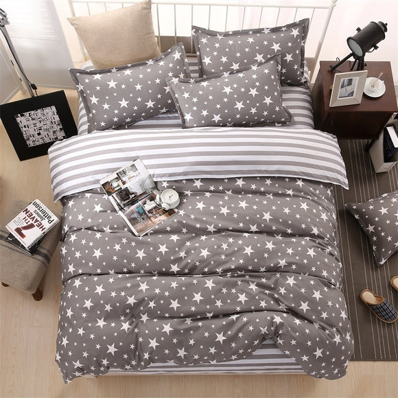 Classic bedding set 5 size grey blue flower bed linens 4pcs/set duvet cover set Pastoral bed sheet AB side duvet cover 2017 bed