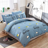 Classic bedding set 5 size grey blue flower bed linens 4pcs/set duvet cover set Pastoral bed sheet AB side duvet cover 2017 bed