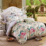 Classic bedding set 5 size grey blue flower bed linens 4pcs/set duvet cover set Pastoral bed sheet AB side duvet cover 2017 bed
