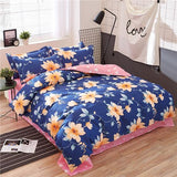 Classic bedding set 5 size grey blue flower bed linens 4pcs/set duvet cover set Pastoral bed sheet AB side duvet cover 2017 bed