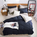 AB Side Bedding Set Super King Duvet Cover Set Dark blue +beige 4pcs BedClothes Adult Bed Set Man Duvet Flat Sheet 230X250cm