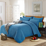 AB Side Bedding Set Super King Duvet Cover Set Dark blue +beige 4pcs BedClothes Adult Bed Set Man Duvet Flat Sheet 230X250cm