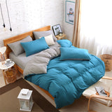 AB Side Bedding Set Super King Duvet Cover Set Dark blue +beige 4pcs BedClothes Adult Bed Set Man Duvet Flat Sheet 230X250cm