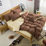 AB Side Bedding Set Super King Duvet Cover Set Dark blue +beige 4pcs BedClothes Adult Bed Set Man Duvet Flat Sheet 230X250cm