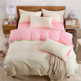 AB Side Bedding Set Super King Duvet Cover Set Dark blue +beige 4pcs BedClothes Adult Bed Set Man Duvet Flat Sheet 230X250cm