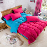 AB Side Bedding Set Super King Duvet Cover Set Dark blue +beige 4pcs BedClothes Adult Bed Set Man Duvet Flat Sheet 230X250cm