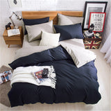 AB Side Bedding Set Super King Duvet Cover Set Dark blue +beige 4pcs BedClothes Adult Bed Set Man Duvet Flat Sheet 230X250cm
