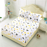 Bed Sheet With Pillowcase Blue Flower Printed Bed Linen Queen Size Mattress Covers Fitted Sheet Sets With Elastic For King Size