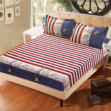 Bed Sheet With Pillowcase Blue Flower Printed Bed Linen Queen Size Mattress Covers Fitted Sheet Sets With Elastic For King Size