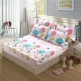 Bed Sheet With Pillowcase Blue Flower Printed Bed Linen Queen Size Mattress Covers Fitted Sheet Sets With Elastic For King Size