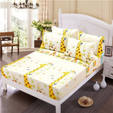 Bed Sheet With Pillowcase Blue Flower Printed Bed Linen Queen Size Mattress Covers Fitted Sheet Sets With Elastic For King Size