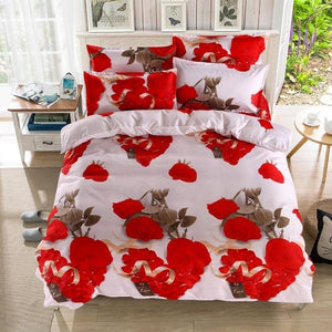 4PCS/SET Comfortable Bedding Coverlets 3D Floral Printed Home Bedroom Bed Clothes Duvet Cover Flat Sheet Pillowcases Bed Bedspre