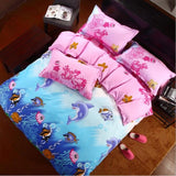 New Bedding Cartoon Hello Kitty cut Mouse 4pcs/3pcs Duvet Cover Sets Soft Polyester Bed Linen Flat Bed Sheet Set Pillowcase
