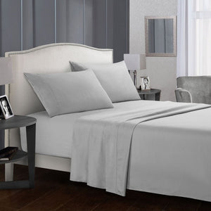 Bedding Set Brief Bed Linens Flat Sheet+Fitted Sheet+Pillowcase Queen/ King Size Gray Soft comfortable white Bed set70