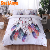 Svetanya Pillowcase+Quilt Cover 3pc Bedding Set (no Sheet) Dreamcatcher Feathers Print Bedclothes