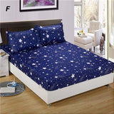 Bed Sheet With Pillowcase Blue Flower Printed Bed Linen Queen Size Mattress Covers Fitted Sheet Sets With Elastic For King Size