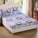 Bed Sheet With Pillowcase Blue Flower Printed Bed Linen Queen Size Mattress Covers Fitted Sheet Sets With Elastic For King Size