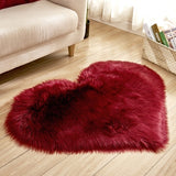RAYUAN Love Heart Rugs Artificial Wool Sheepskin Hairy Carpet Faux Floor Mat Fur Plain Fluffy Soft Area Rug Tapetes