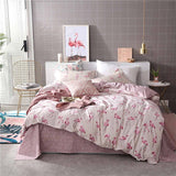 SlowDream Pink Flamingos Bedding Set Blue Euro Bedspread Luxury Duvet Cover Double Bed Sheets Linens Queen King Adult Bedclothes