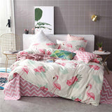 SlowDream Pink Flamingos Bedding Set Blue Euro Bedspread Luxury Duvet Cover Double Bed Sheets Linens Queen King Adult Bedclothes