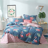 SlowDream Pink Flamingos Bedding Set Blue Euro Bedspread Luxury Duvet Cover Double Bed Sheets Linens Queen King Adult Bedclothes