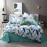 SlowDream Pink Flamingos Bedding Set Blue Euro Bedspread Luxury Duvet Cover Double Bed Sheets Linens Queen King Adult Bedclothes