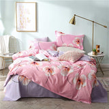 SlowDream Pink Flamingos Bedding Set Blue Euro Bedspread Luxury Duvet Cover Double Bed Sheets Linens Queen King Adult Bedclothes