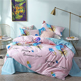 SlowDream Pink Flamingos Bedding Set Blue Euro Bedspread Luxury Duvet Cover Double Bed Sheets Linens Queen King Adult Bedclothes