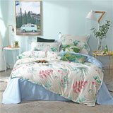 SlowDream Pink Flamingos Bedding Set Blue Euro Bedspread Luxury Duvet Cover Double Bed Sheets Linens Queen King Adult Bedclothes