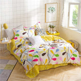 SlowDream Pink Flamingos Bedding Set Blue Euro Bedspread Luxury Duvet Cover Double Bed Sheets Linens Queen King Adult Bedclothes