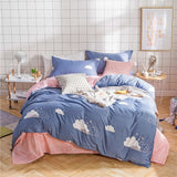 SlowDream Pink Flamingos Bedding Set Blue Euro Bedspread Luxury Duvet Cover Double Bed Sheets Linens Queen King Adult Bedclothes