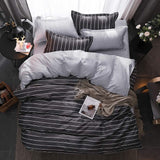 BEST luxury black strips Duvet Cover flat bed Sheets +Pillowcase  King Queen full Twin Bedding Set Bedding Set 3/4pcs